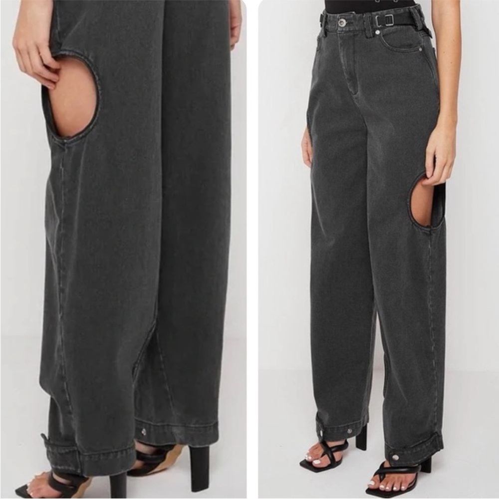 Maniere De Voir Black Jeans with Cut Outs